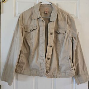 NorthCrest Classic Girls Large 14/16 Denim Jean Jacket Khaki Beige Y2K Grunge